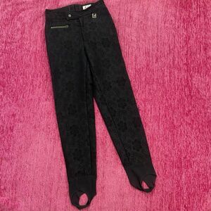 Nils Vintage Ski Pants Stirrups Floral Abstract Print Black Size 8